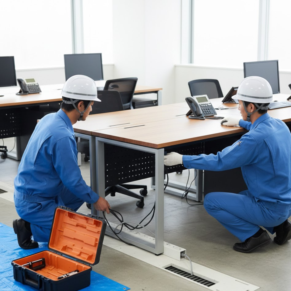 デスク配線移動