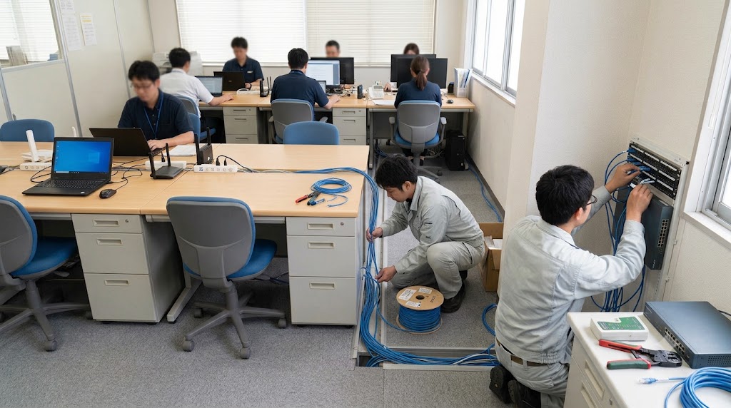 大府市 社員7名規模オフィスの有線LAN新設工事