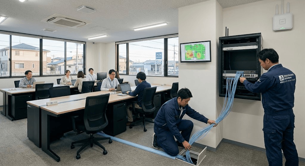 社員12名規模オフィスのLAN工事・業務用Wi-Fi構築