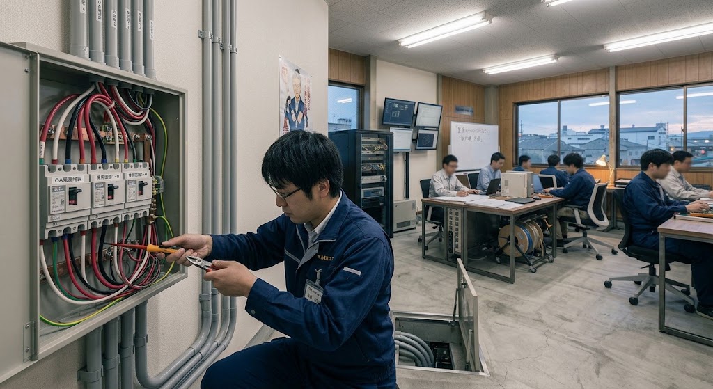 東海市 15名規模オフィスの電気工事・サーバー専用回路新設